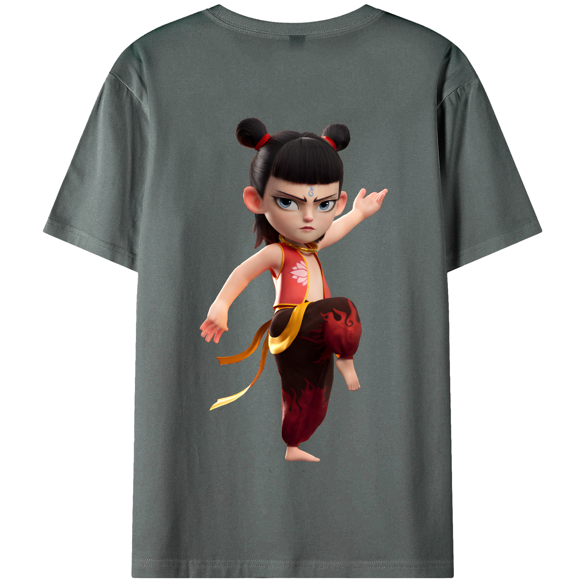 （画像用） Ne Zha 2 ナタ 魔童の大暴れ 綿100％半袖Tシャツ（背面プリント）